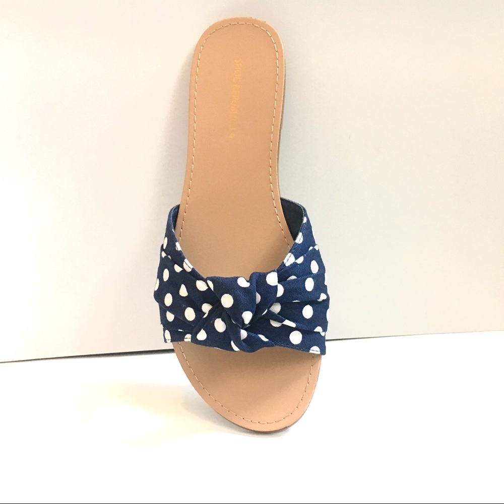 NWT Polka Dot Sandals Navy - Fabric Knotted Mules